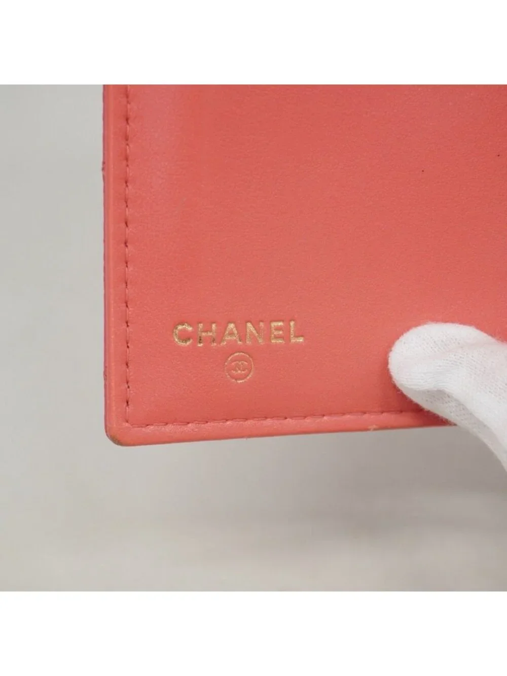 Chanel Trifold Wallet Quilted Caviar Leather Pink Gold